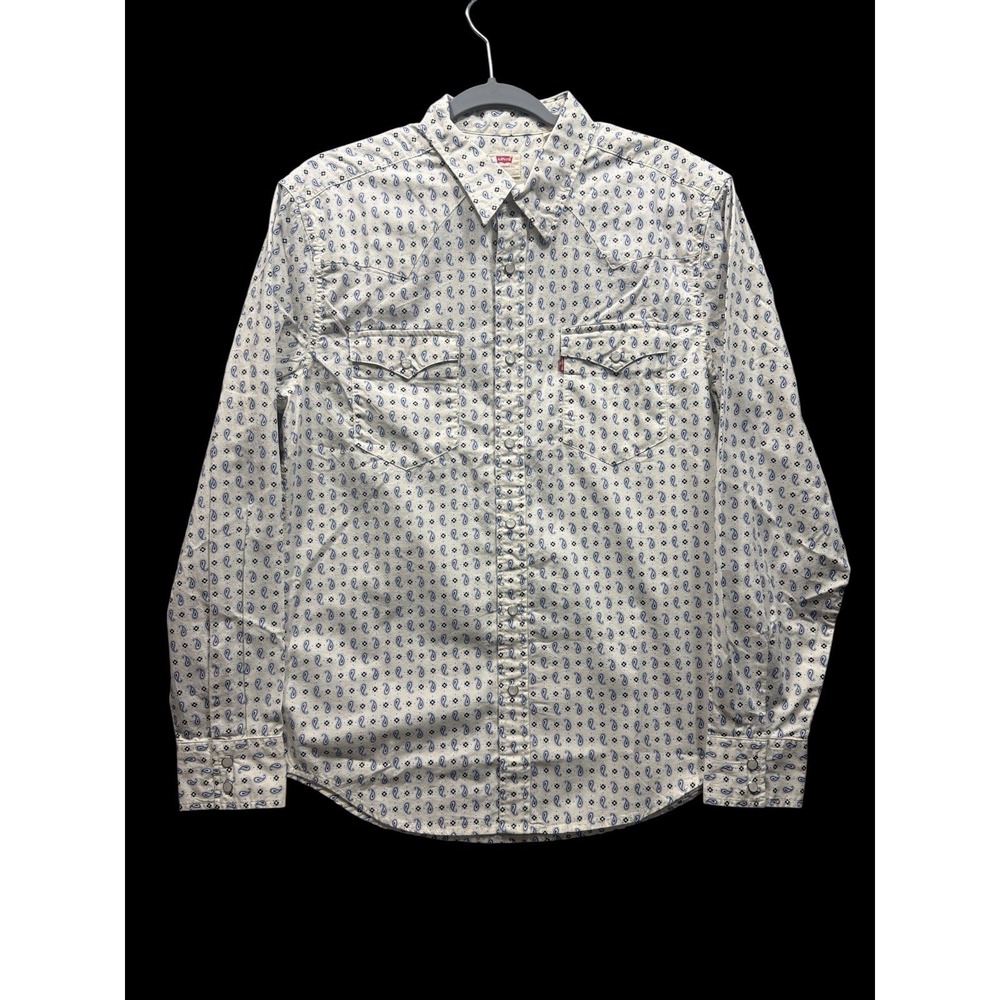 Levi s Pearl Snap Button Western Cowboy Shirt Paisley Pattern Medium